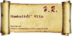 Hambalkó Rita névjegykártya