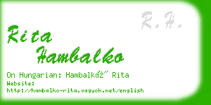 rita hambalko business card